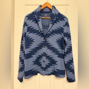 CHAPS Shawl Collar Cardigan Sweater Pine Lodge Southwestern Aztec – Blue Size L